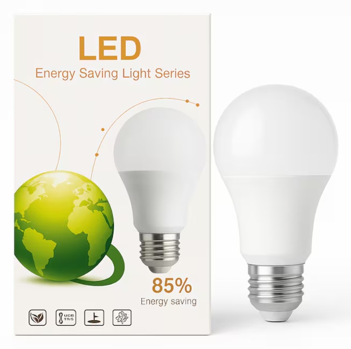 Bec Led E27, 9W, Lumina Naturala 4200K, Clasa Energetica A, Economie De Energie 85%, Durata De Viata 100.000 Ore, Iluminare Puternica Si Eficienta, Pentru Casa Si Birou