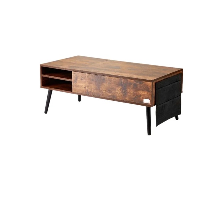 Masuta de cafea, blat rabatabil, spatiu de depozitare ascuns, design rabatabil, 109 cm, maro, 18 kg