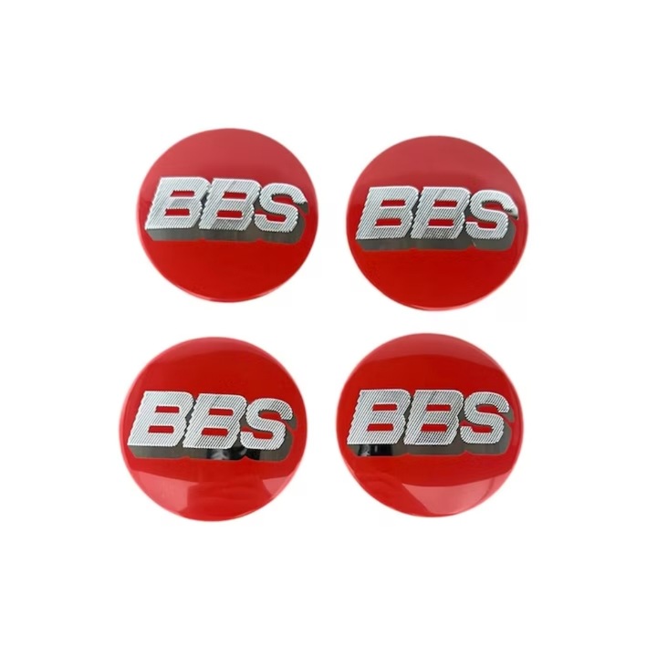 ARRRD® Set de 4 Autocolante Jante BBS 65mm cu Sigla 3D Stralucitoare - Compatibil Dacia, Renault, VW, Skoda, Benz, Audi, Rosu/Argint