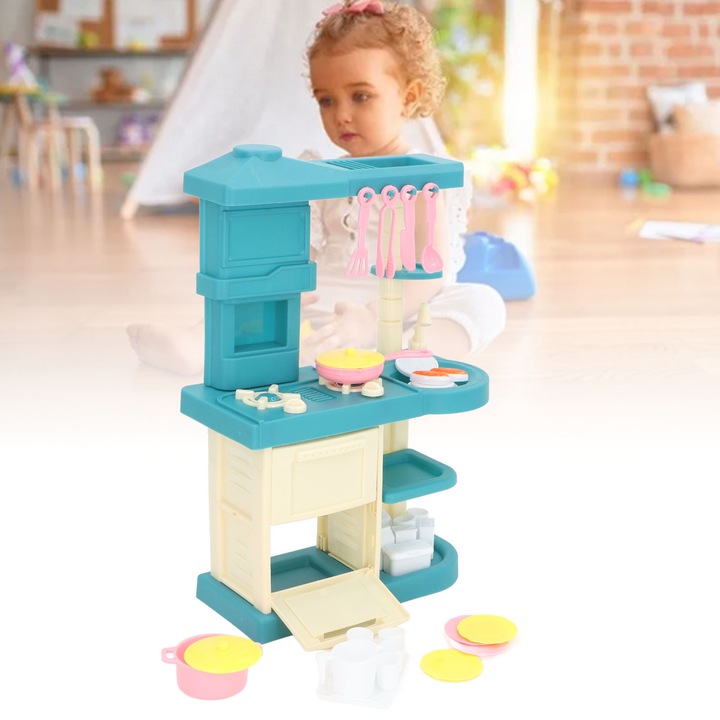 Jormftte gyerek konyhai játékkészlet, 51 darabos, interaktív, műanyag, többszínű