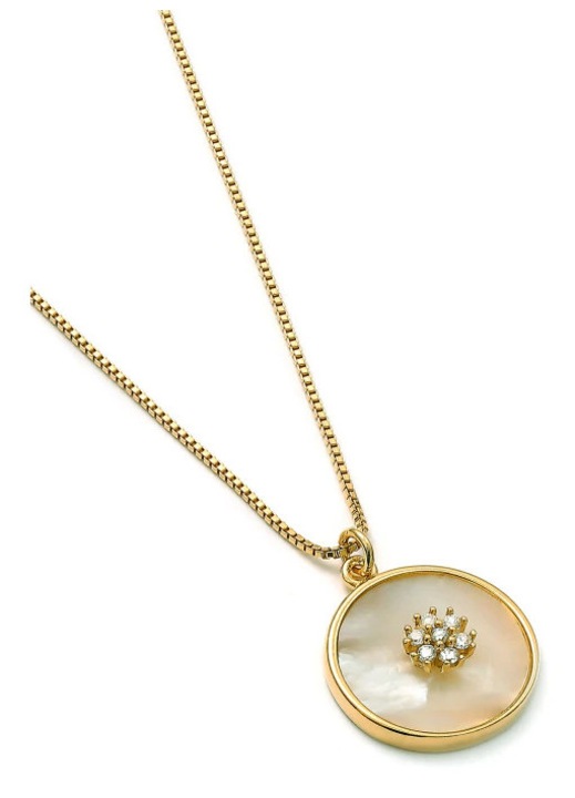 Colier Dama Cu Perla Si Zirconii, Silver & Gems, 43x3x1.7 cm, Aurie/Alba, Sticla, 100% Argint 925 Placat Cu Aur, Pietre Semipretioase, Reglare Lungime, Cutie De Bijuterii Premium Eco-Friendly