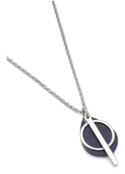 Colier Dama Argintiu Cu Lapis Lazuli, Silver & Gems, 43+3 cm Ajustabil, Argintiu/Albastru, Argint Rodiat 925, Piatra Lapis Lazuli, Dimensiune Pandantiv 2.5x1.3 cm, Cutie De Bijuterii Premium Eco-Friendly