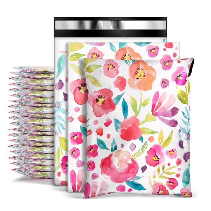 Set 100 pungi de expediere, 33x25.5 cm, rezistente la apa si rupere, roz