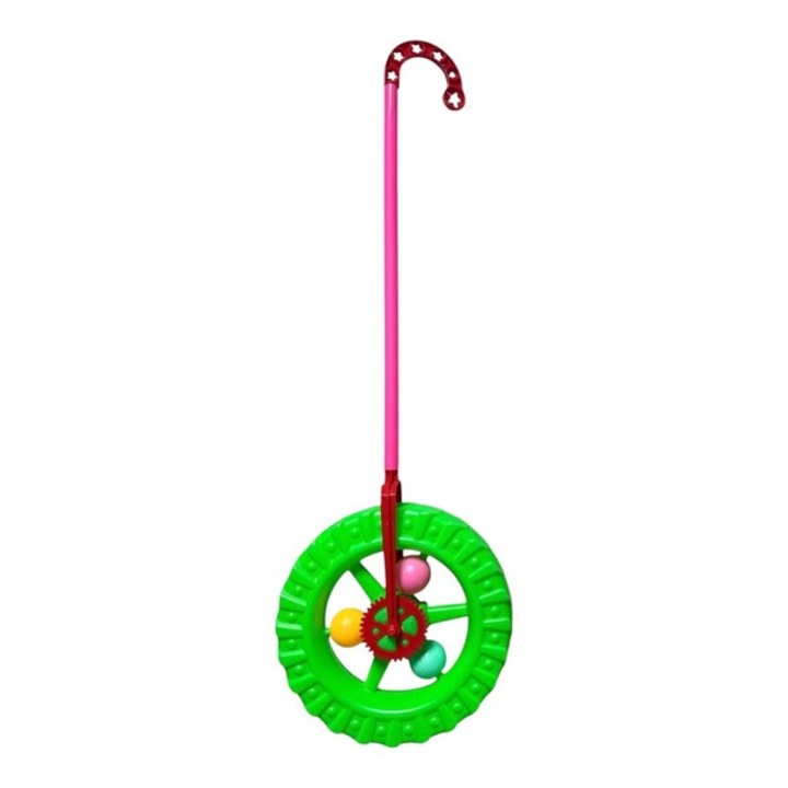 Jucarie de impins pentru copii, roata, Mini Junior 0207V, Verde