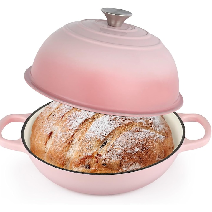 Топ 15 Най-Добрите Чугунени Тенджери с Капак Чугунена тенджера Wacorresi 26 см с розов капак за хляб 5.67 л
