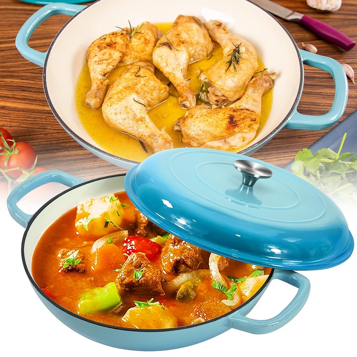 Тенджера Wacorresi Емайлирана чугунена 3.8 л, лакирана в син цвят, с капак