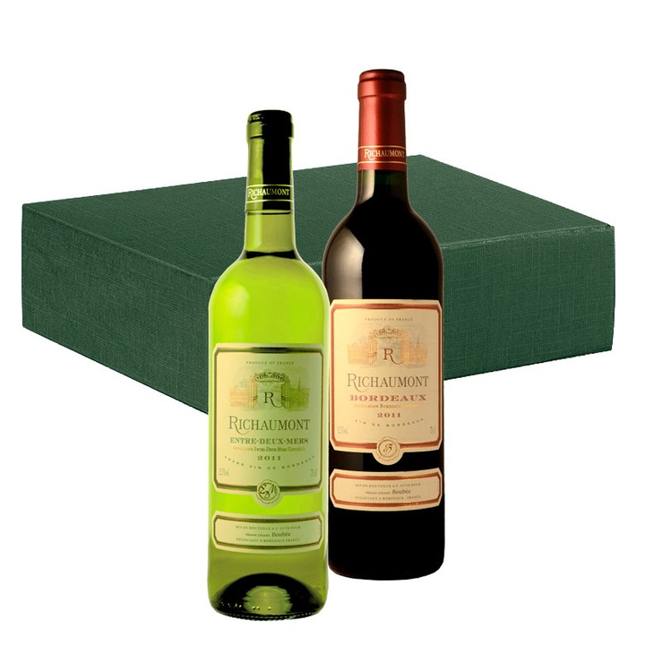Pachet Vin Richaumont rosu si Richaumont alb, 2 sticle 750 ml + cutie cadou