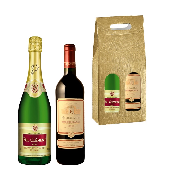 Pachet Vin Richaumont si Vin Spumant Pol Clement, 2 sticle, 0.75l