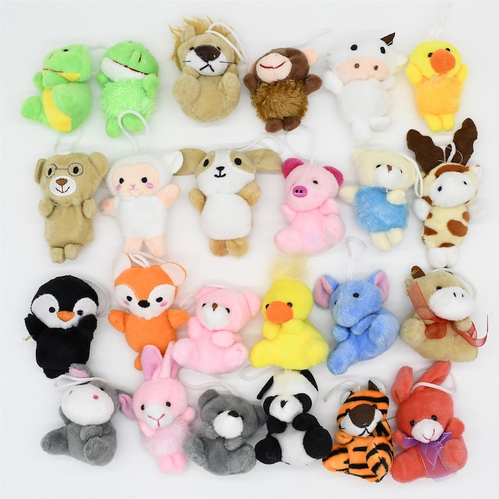 Set 24 Jucarii de Plus Mini Animale, Multicolor, 6.4x7.4cm, pentru baieti, SWJOYOL, 3 ani+