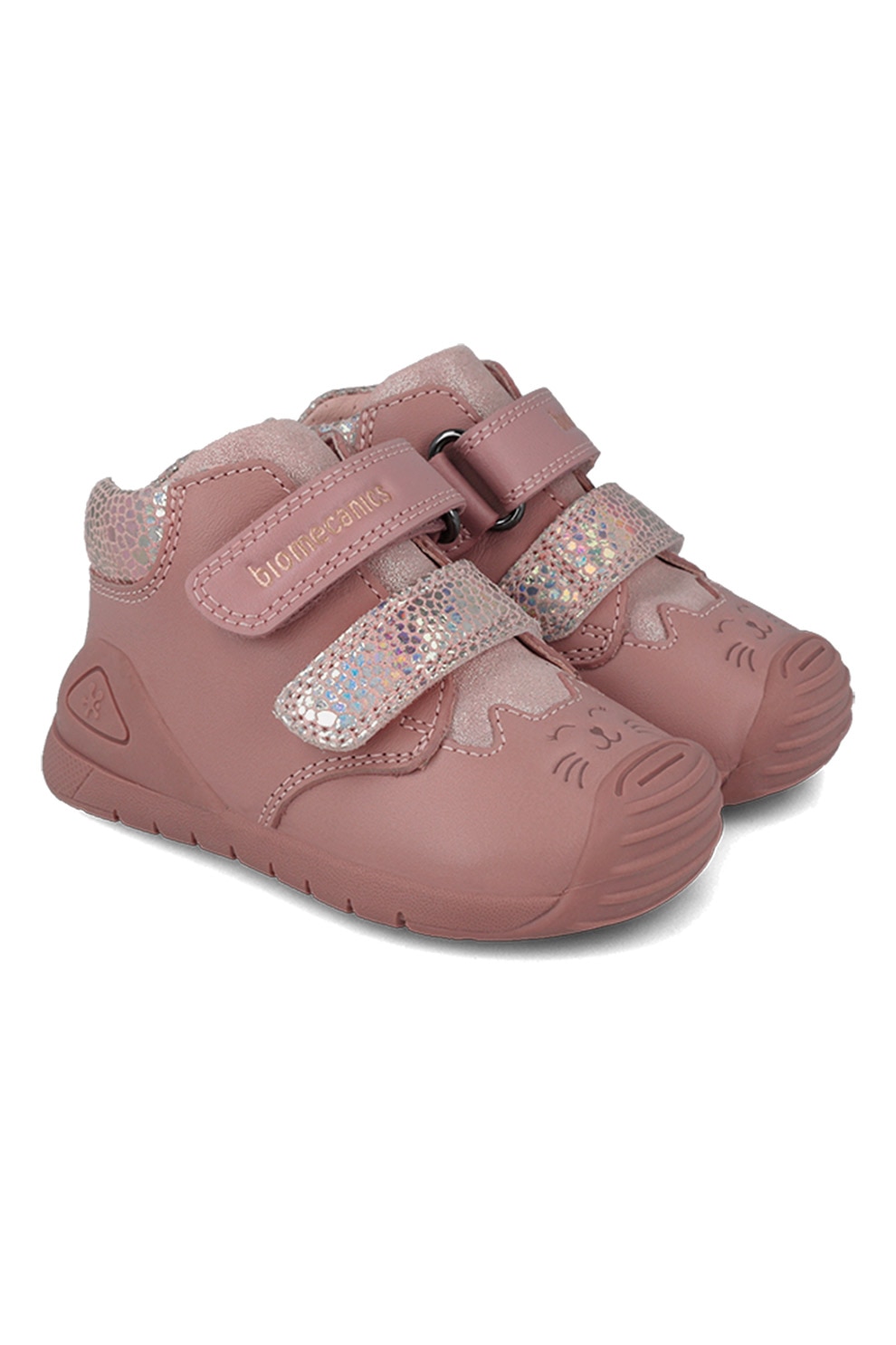 Обувки с велкро Biomecanics, 25 EU, Dusty pink/Silver