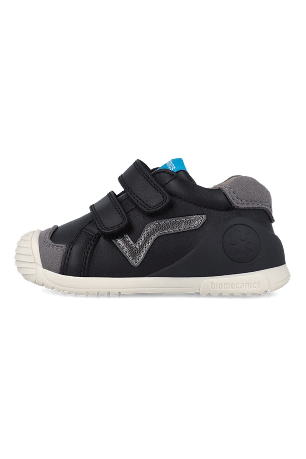 Biomecanics, Pantofi sport de piele si piele ecologica, Negru, Gri inchis, 18 EU
