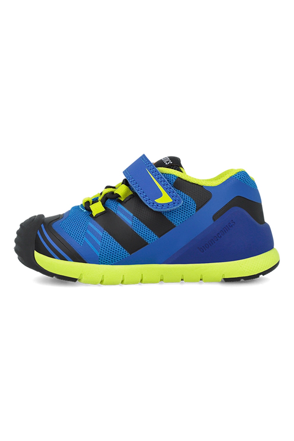 Biomecanics, Pantofi sport low-cut cu velcro, Negru, Albastru royal, Verde lime, 19 EU