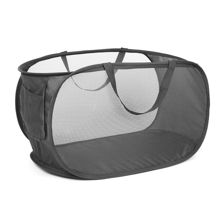 Cos pentru rufe, SWJOYOL, pliabil, negru, 58x36x36cm