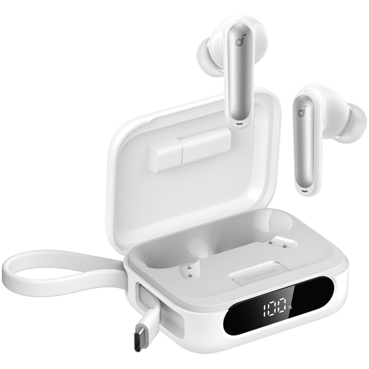 Слушалки In-Ear Anker Soundcore P41i, True Wireless, Bluetooth, Adaptive ANC, Автономност 192 часа, Бял