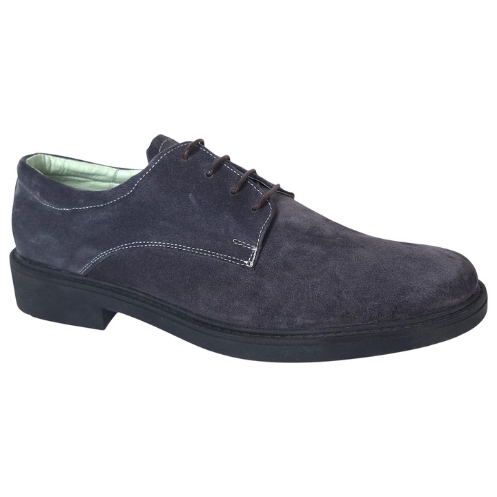 Pantofi barbati, casual, piele naturala intoarsa, AREZO GRI VEL 2, Marimea 42