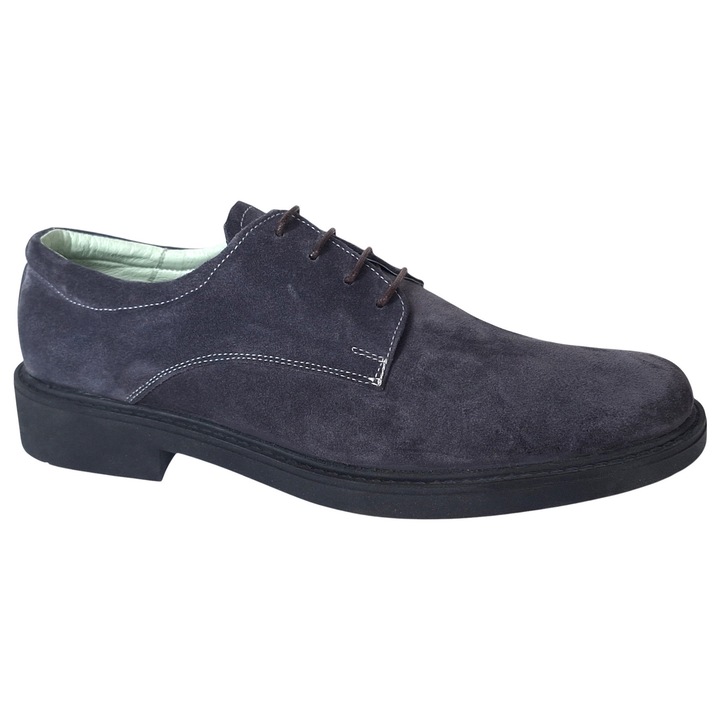 Pantofi barbati, casual, piele naturala intoarsa, AREZO GRI VEL 2, Marimea 42