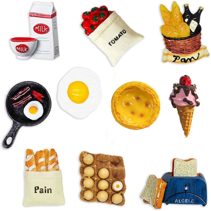 10 db 3D hűtőmágnes készlet, vicces formák, többszínű, környezetbarát anyag