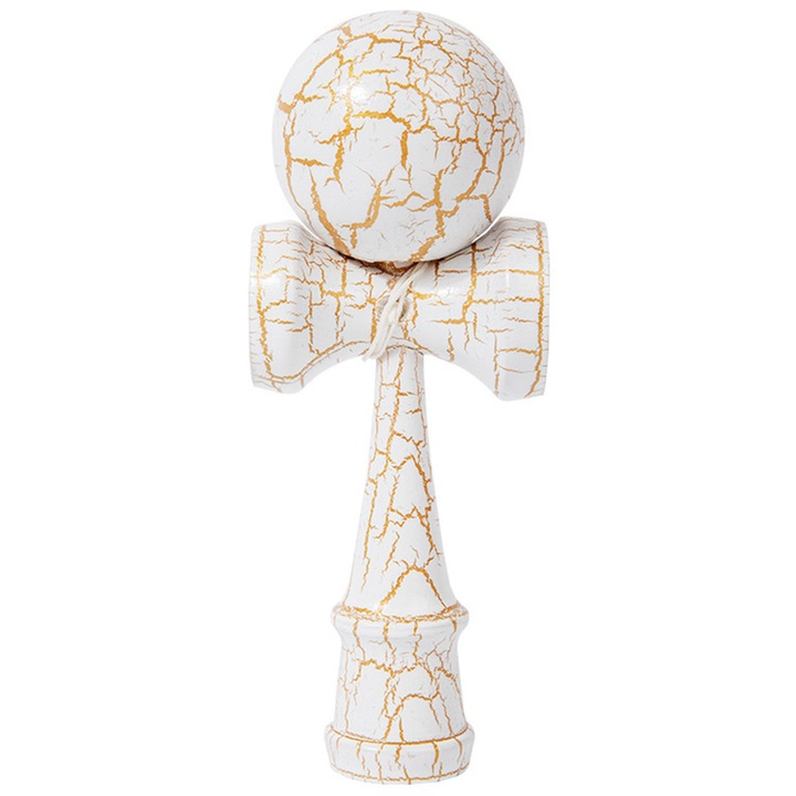 Kendama profesională AYSTOAYS, bilă din lemn, alb/gălbenuș, 3 ani+