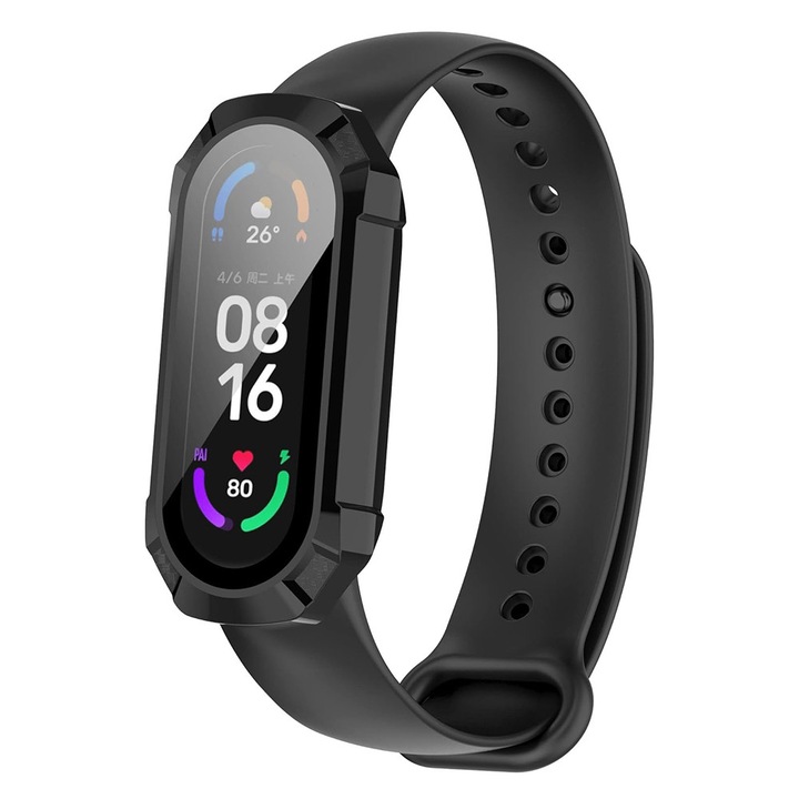 Husa protecție smartwatch Techsuit, 360, negru, pentru Xiaomi Smart Band 7/7 NFC