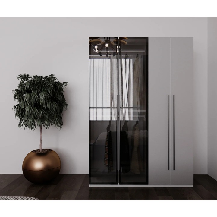 Dressing Montreal, Gri-Negru, 140x56x200 cm