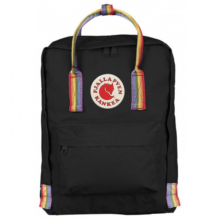 FJALLRAVEN KANKEN hátizsák, vízálló vászon utazó számítógépes hátizsák diákoknak, fekete, 16 literes