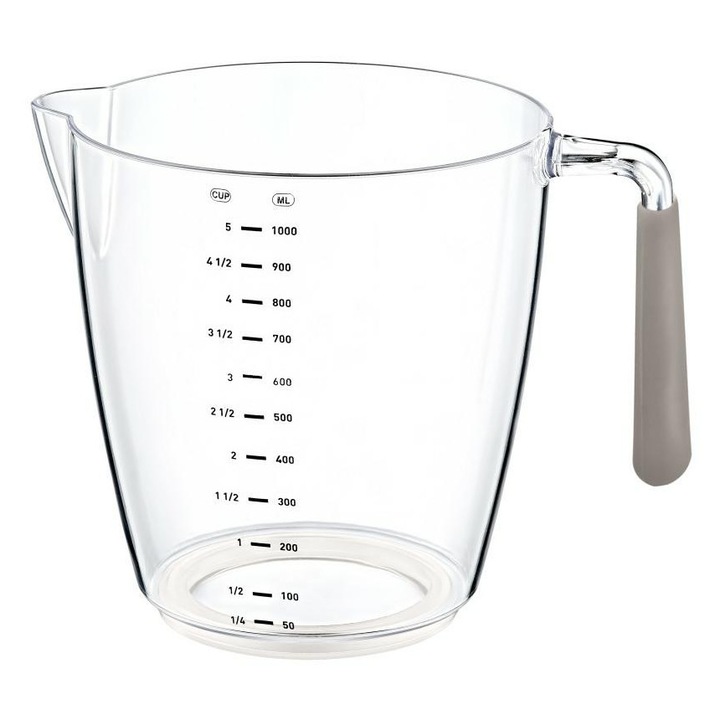 Pahar Cu Masura, OKYANUS, Ideal Pentru Bucatarie Si Prepararea Bauturilor, Maner Confortabil Pentru Turnare, 1L, Usor De Curatat, Ideal Pentru Utilizare Zilnica, Bej