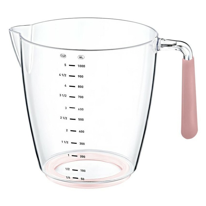Pahar Cu Masura, OKYANUS, Ideal Pentru Bucatarie Si Prepararea Bauturilor, Maner Confortabil Pentru Turnare, 1L, Usor De Curatat, Ideal Pentru Utilizare Zilnica, Pudra