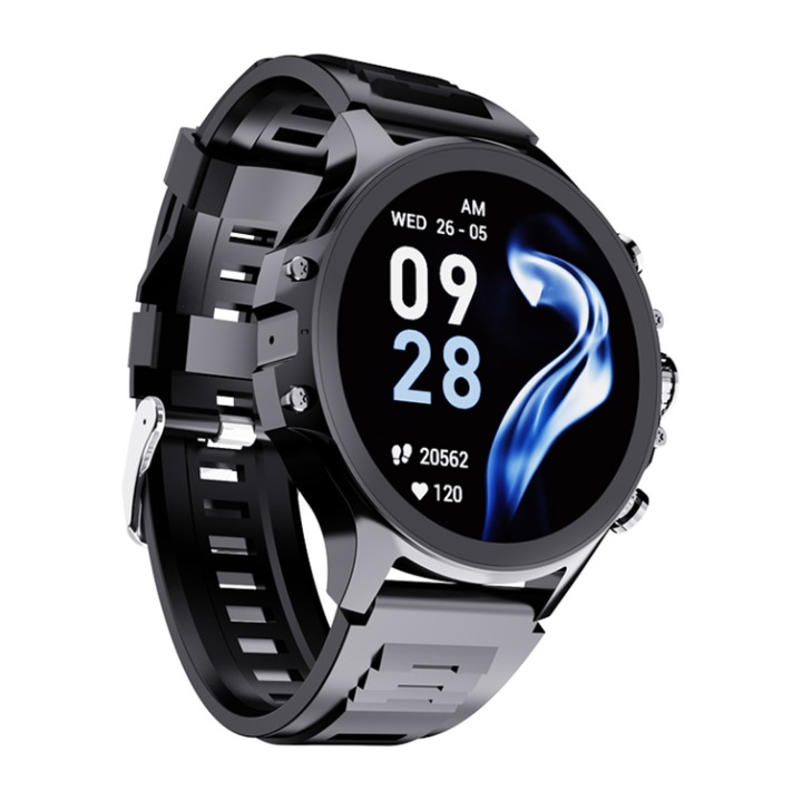 Smartwatch Unisex 2025, Ecran 1.53" IPS Full Touch, Baterie 350 mAh, Litiu-polimer IP68, Puls, Somn, GPS, Apel Bluetooth, Android, Sport & Fitness, Negru