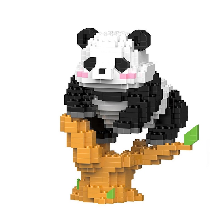Innovium™ Fára mászó panda építőkészlet, 458 darabos, tartós ABS-ből készült, oktatási és dekoratív 3D modell gyerekeknek és felnőtteknek, méretek 7,6 × 7,4 × 10,8 CM