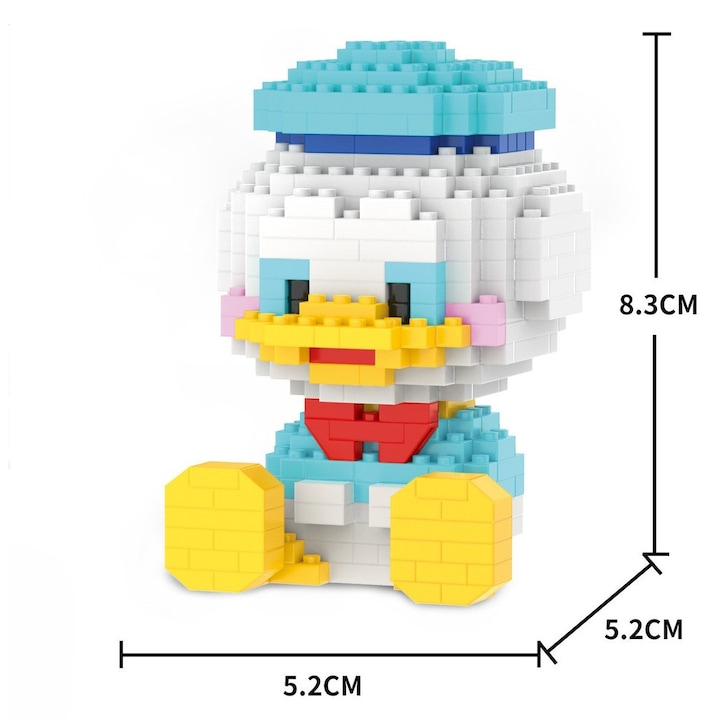 Innovium™ Animált Tengeri Kacsa Építőkészlet, 322 ABS Darab, Klasszikus Rajzfilmek Ihlette 3D Figura, 5,2 × 5,2 × 8,3 CM, Kreatív Játék Gyermekeknek és Gyűjtőknek