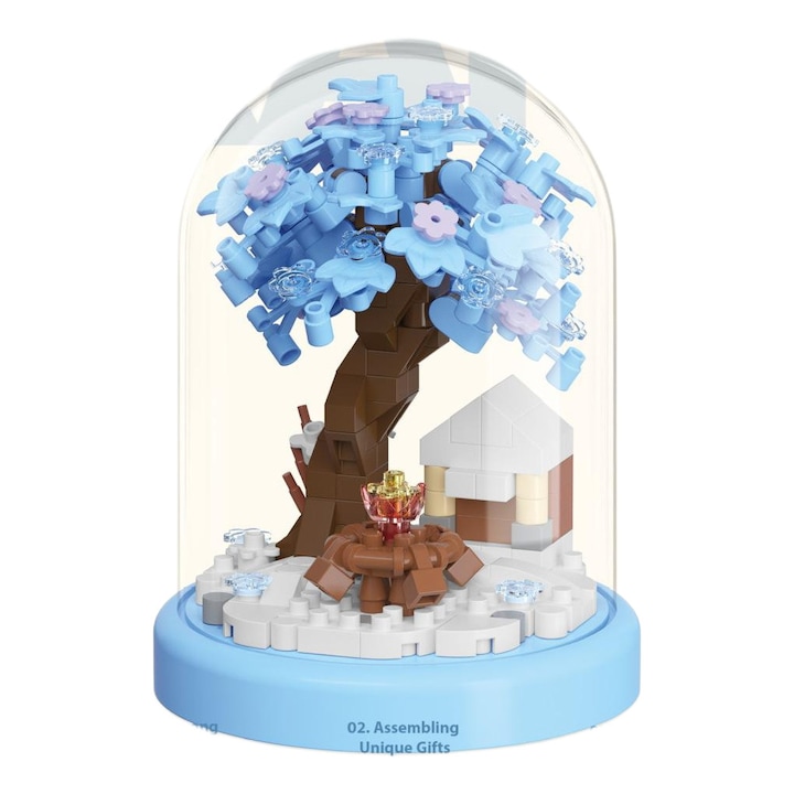 Innovium™ Téli fa építőkészlet, Miniatűr természet, 278 ABS darab, Komplex dizájn, 6 × 6 × 7,8 CM, Szezonális dekorációs játék gyerekeknek és felnőtteknek