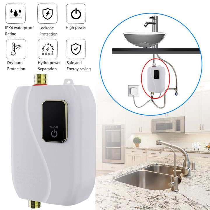 Електрически бойлер за под мивка, мини, бял, 20 мм