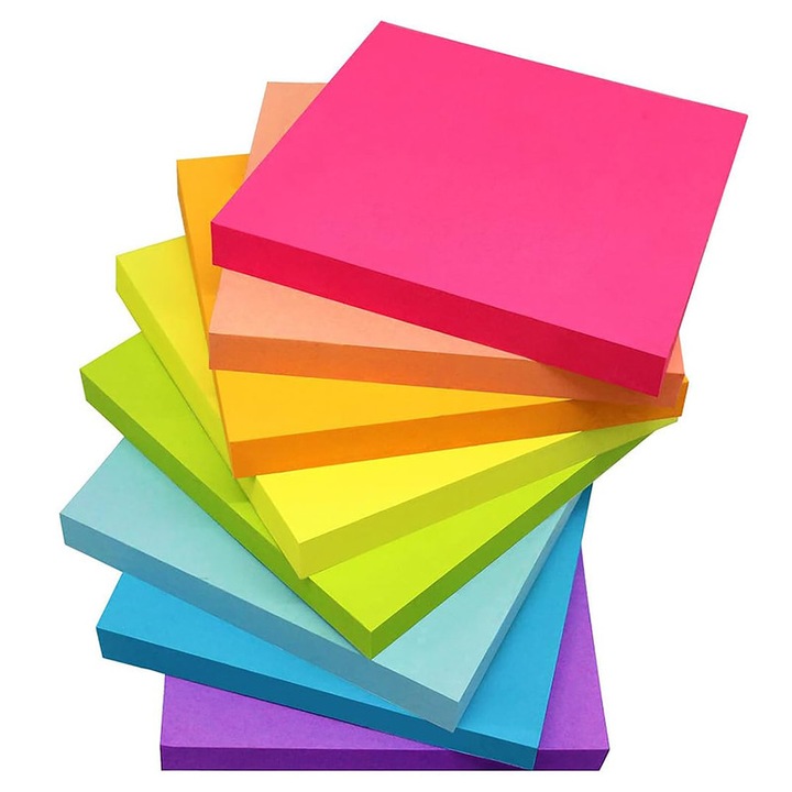 Set note adezive Super Sticky, 8 buc, 3x3 inch, multicolor, 100% hartie reciclata