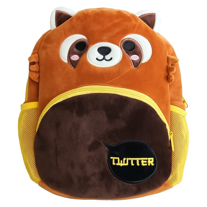 Ghiozdan din plus pentru copii prescolari, gradinita, Ru - Panda Rosu, Adoramals, 30 x 23 x 10 cm