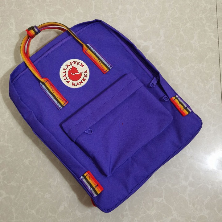 FJALLRAVEN KANKEN hátizsák, vízálló vászon utazó számítógépes hátizsák diákoknak, lila, 16 literes