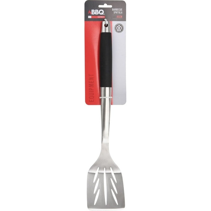 Spatula gratar BBQ, otel inoxidabil, 45 cm, negru/argintiu