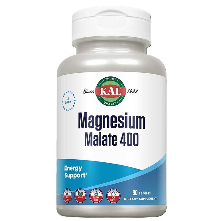 Magnesium Malate 400 mg, 90 tablete, Secom, vegetarian, fără gluten