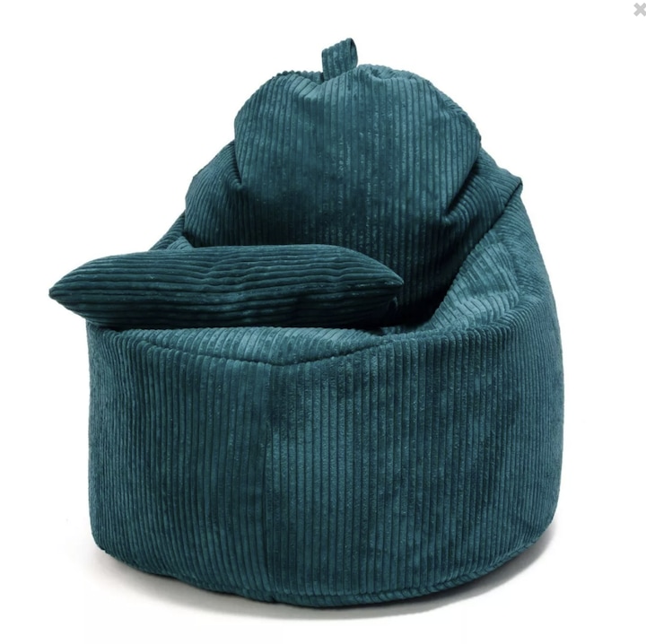 Фотьойл Yoko Corduroy SZ09, пуф, с поставка за крака, кадифе, тюркоаз