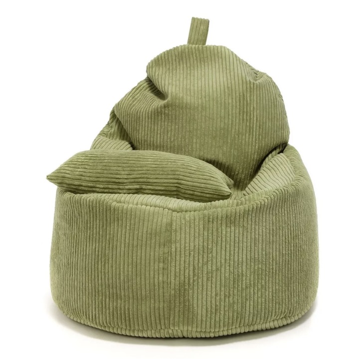 Фотьойл пуф Yoko Corduroy SZ20, с поставка за крака, кадифе, зелен