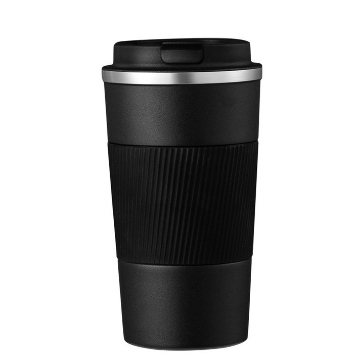 Cana termica din otel inoxidabil, 510ml, capacitate de 20oz, izolatie termica 6-12 ore, neagra