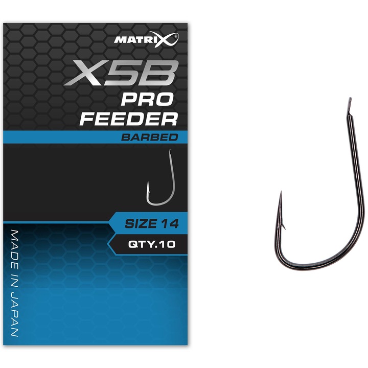 Set 10 Carlige, Pescuit, Matrix, X5B Pro Feeder Barbed, Marimea 16