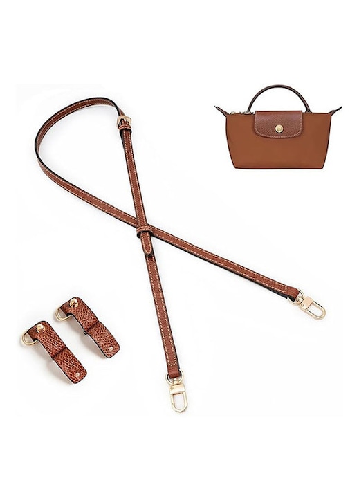 Széles bőr táskaszíj szett, állítható, 1 szíj, 2 csat, 95-124 cm, barna