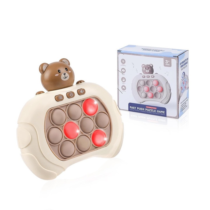 Jucarie interactiva copii, joc de puzzle decompresie, 4 moduri de joc, alb, 13x6x15cm