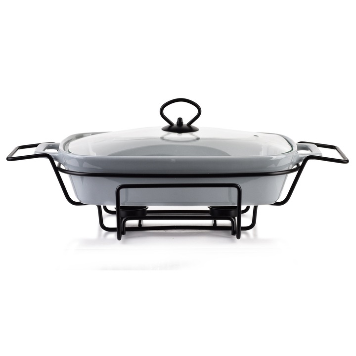 Vas Termorezistent Arctic 2.1L, Mondex, Cu Incalzitor Incorporat, Capac Din Sticla Cu Orificiu Pentru Aburi, Pastreaza Caldura Mancarurilor, Rezistenta La Temperaturi De Pana La 140 Grade, Ideal Pentru Cadou