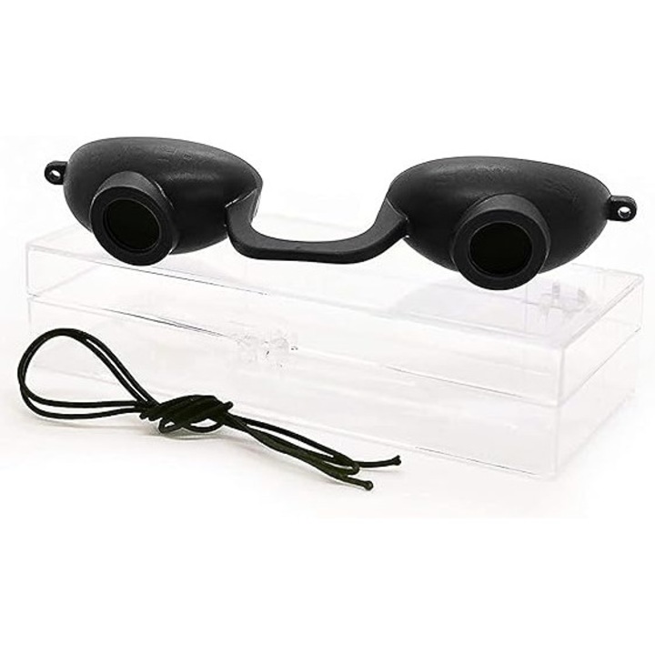 Очила за защита при солариум EVO Flex, Omelivon, анти-UV, с ластична лента, комплект с прозрачен калъф