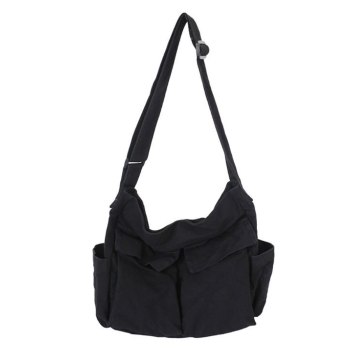 Válltáska, unisex, vászon, 40x35x15cm, Fekete, 30x10x40