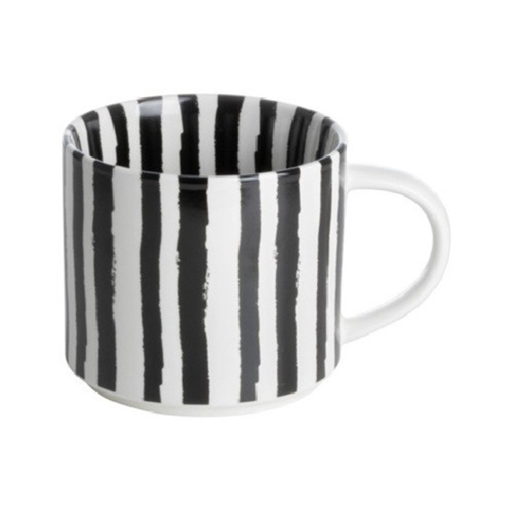 Ceasca de cafea GUSTA, Negru/Alb, Portelan, 400ml, A10cm I9cm