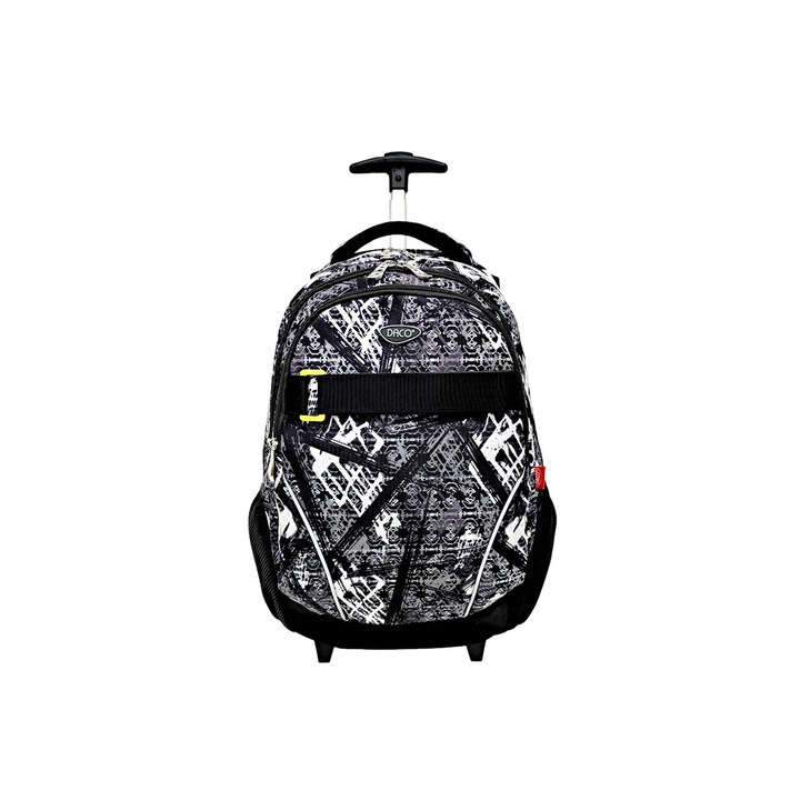 Ghiozdan tip troller Daco GH4618, poliester rezistent, 3 compartimente, 44.5x34x18cm