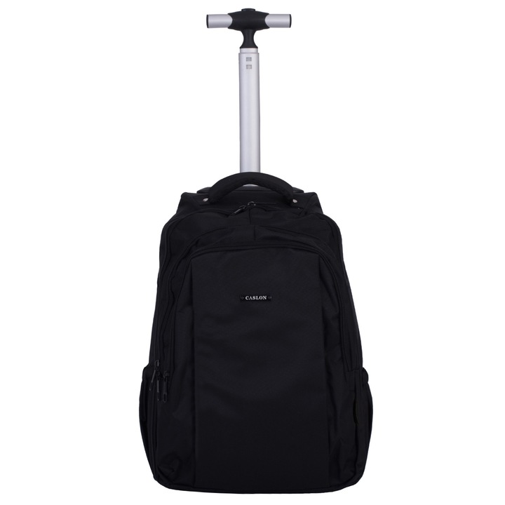 Rucsac tip troler, cu roti, compartiment laptop, pentru Business/ Calatorii si scoala, Negru, 6011, CASLON ®