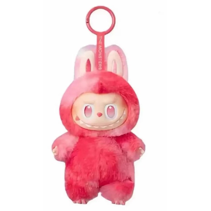 Фигурка ключодържател, Лабубу, тъмно розово, 20 см